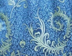 Blue Chinese silk brocade fabric.JPG